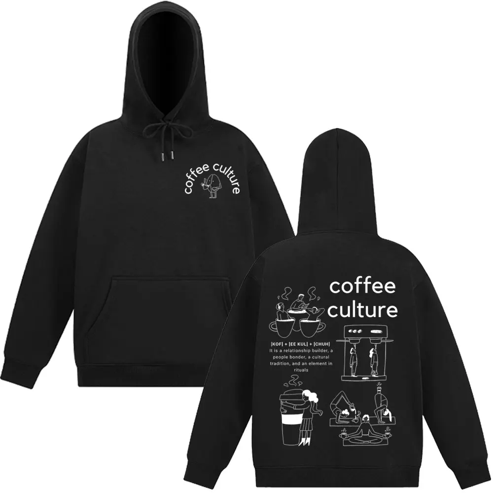 Coffee Culture Fashion Print Graphic Sweatshirt Man Woman Long-sleeved Pullovers Loose Oversized Hoodie Espresso Lover Gift Tops