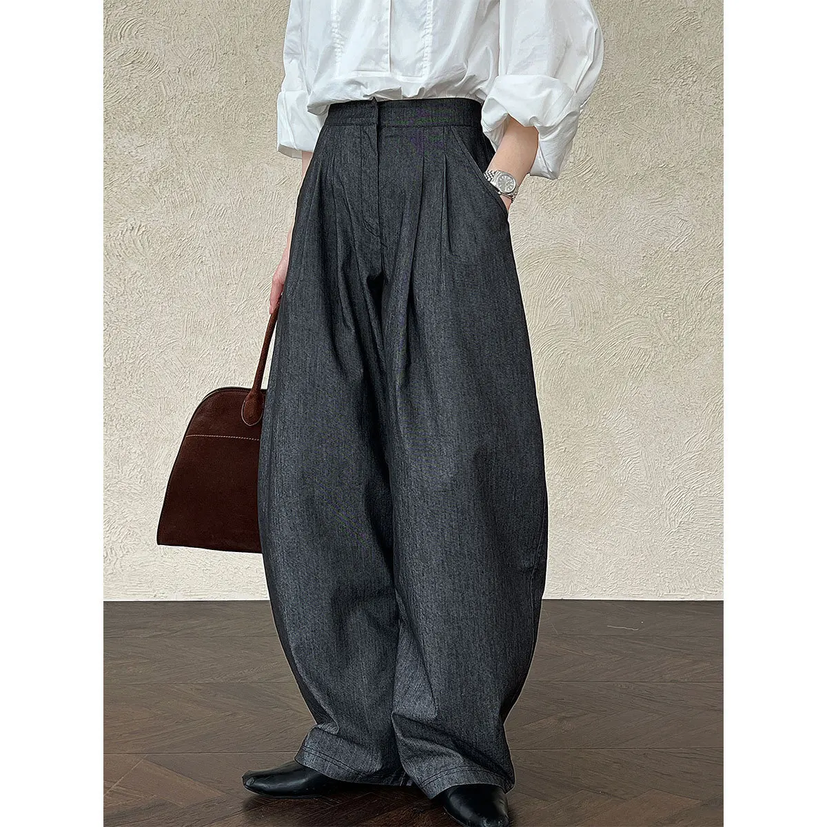 

Unisex Suit Pants 2025 Autumn New High Waist Wide Leg Pants Oversized Curved Wide Leg Floor Sweeping Women's Suit Trousers