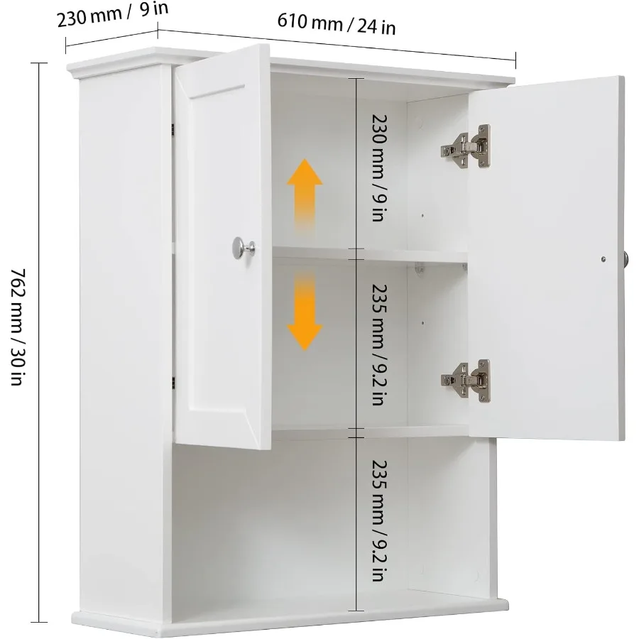 White Bathroom Wall Cabinet Over The Toilet Storage Cabinet 24x30 Inch Wood Medicine Cabinets Wall Mounted Bathroom Cabinet