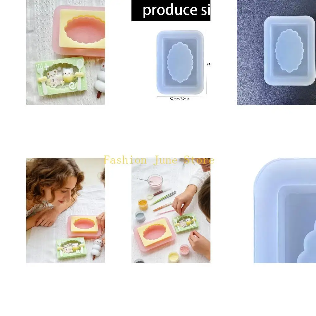 N5KA Rectangular Resin Plaque Mold with Scalloped Oval Center Detail