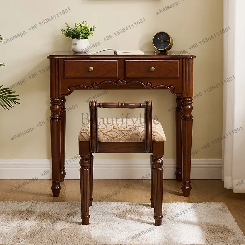 Factory Direct   American full solid wood retro writing desk, bedroom computer desk, desk small apartment