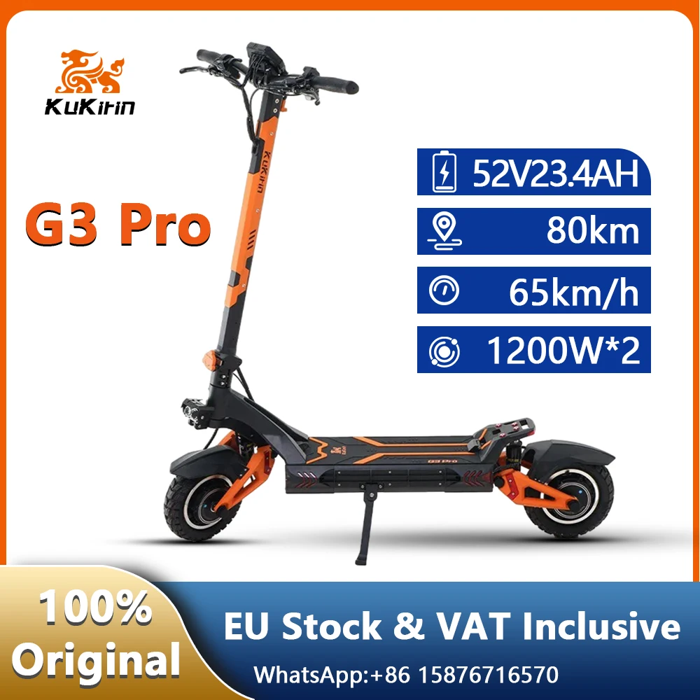 KuKirin G3 Pro EScooters 1200W*2 Motor 52V23.4Ah Battery Dual Shock Absorbers Aldult E-Scooter 10 Inch Tires Electric Scooter