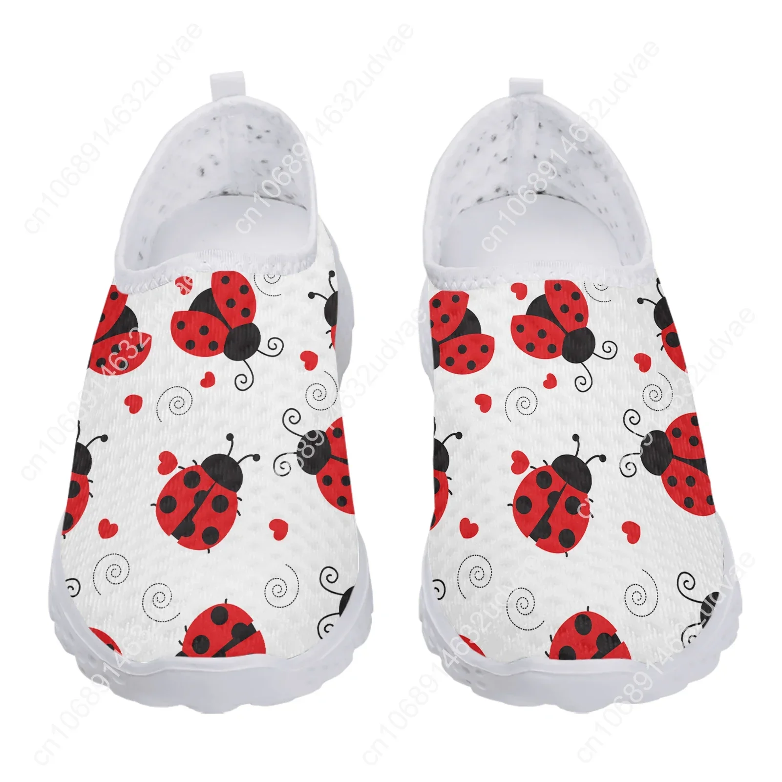 Cartoon Seven Star Ladybug Print Breathable Loafers Insect Print Slip On Shoes Love Printed Zapatos Planos De Mujer