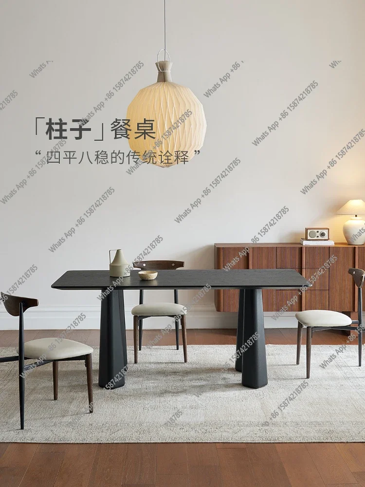

MX Retro Medieval Style Solid Wood Restaurant Rectangular Designer Restaurant Home Black Rice Dining Table
