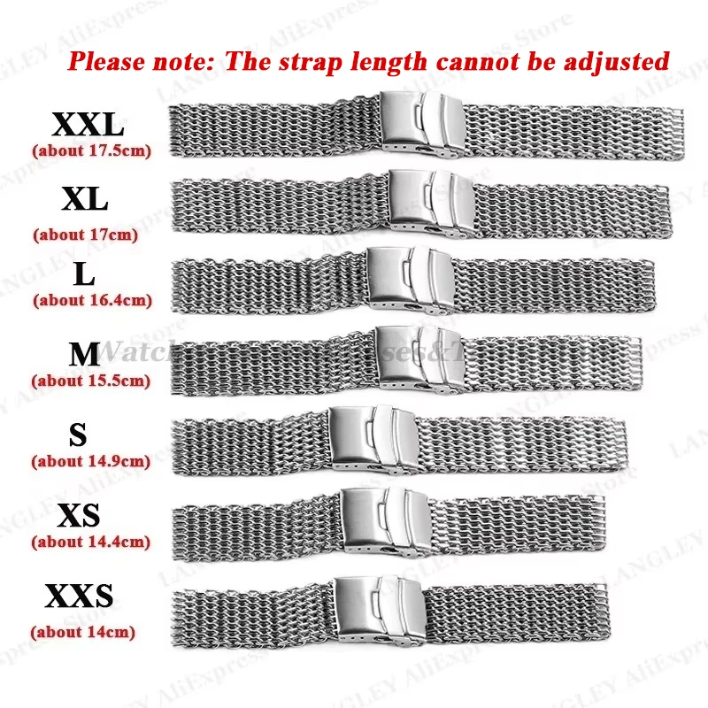 Shark Watch Strap 4.0mm Thickness for Seiko for Omega 18mm 20mm 22mm 24mm Mesh Solid Steel Strap Sport Diving Luxury Watch Strap