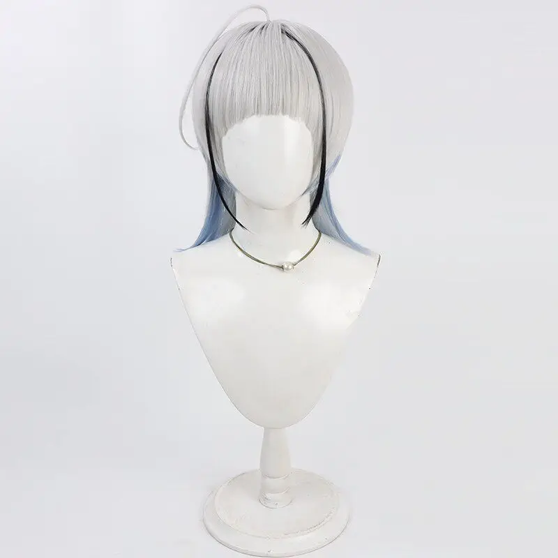 Kuki Masamune Cosplay Wig Touken Ranbu Gray Blue Short Heat Resistant Synthetic Hair Halloween Party Role Play Carnival Wig Cap view 4
