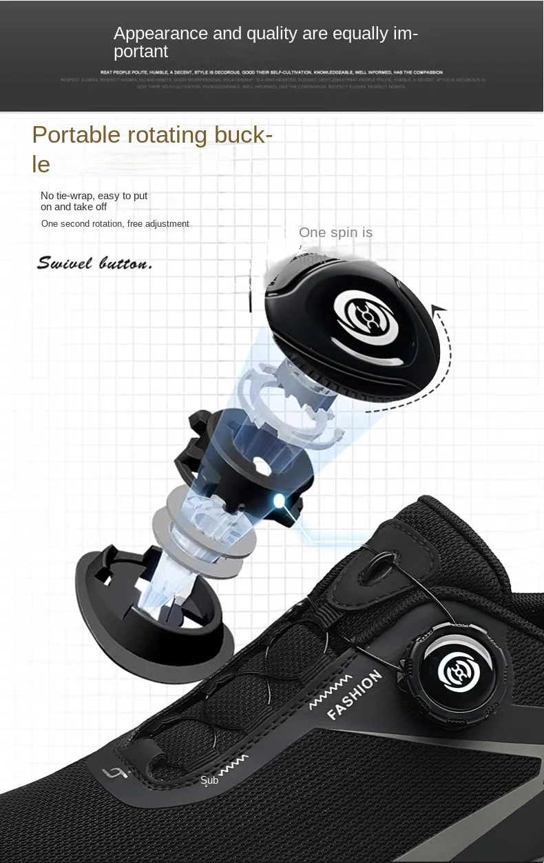 끈 없는 남성 신발 여름 통기성 얇은 메쉬 2025 신상 캐주얼 스포츠 신발 회전 버클 야외 하이킹 신발