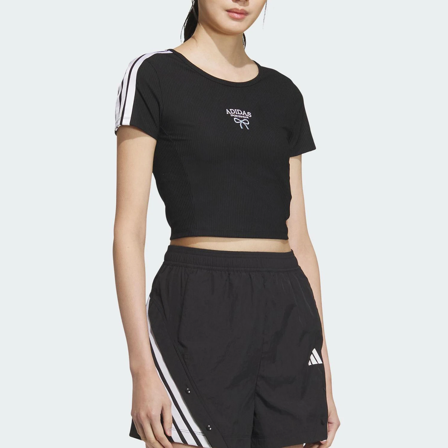 

Adidas Genuine 2025 Summer Women's Cropped Fitted Breathable Short Sleeve KE5791