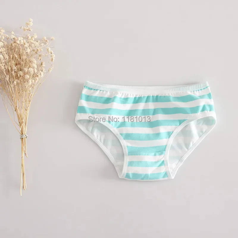 Cute Girl Striped cotton elastic low waist briefs ( anime style Blue white / Green white / Pink white Striped Panties)