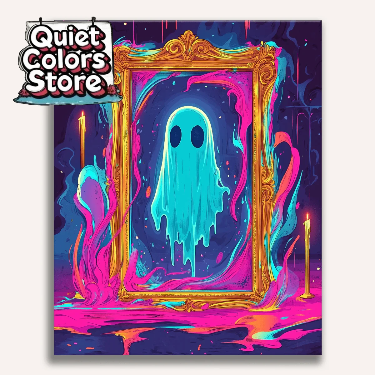 

(Магазин Quiet Colors) Набор для рисования маслом своими руками, мультяшный призрачный зеркальный декор для гостиных, спален, ресторанов, праздников, настенный декор для комнаты