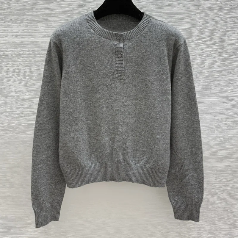 เสื้อสเวตเตอร์ผู้หญิงปักตัวอักษรมินิมอลคุณภาพสูงเสื้อผ้าฤดูใบไม้ร่วงฤดูหนาวคลาสสิก 251028253