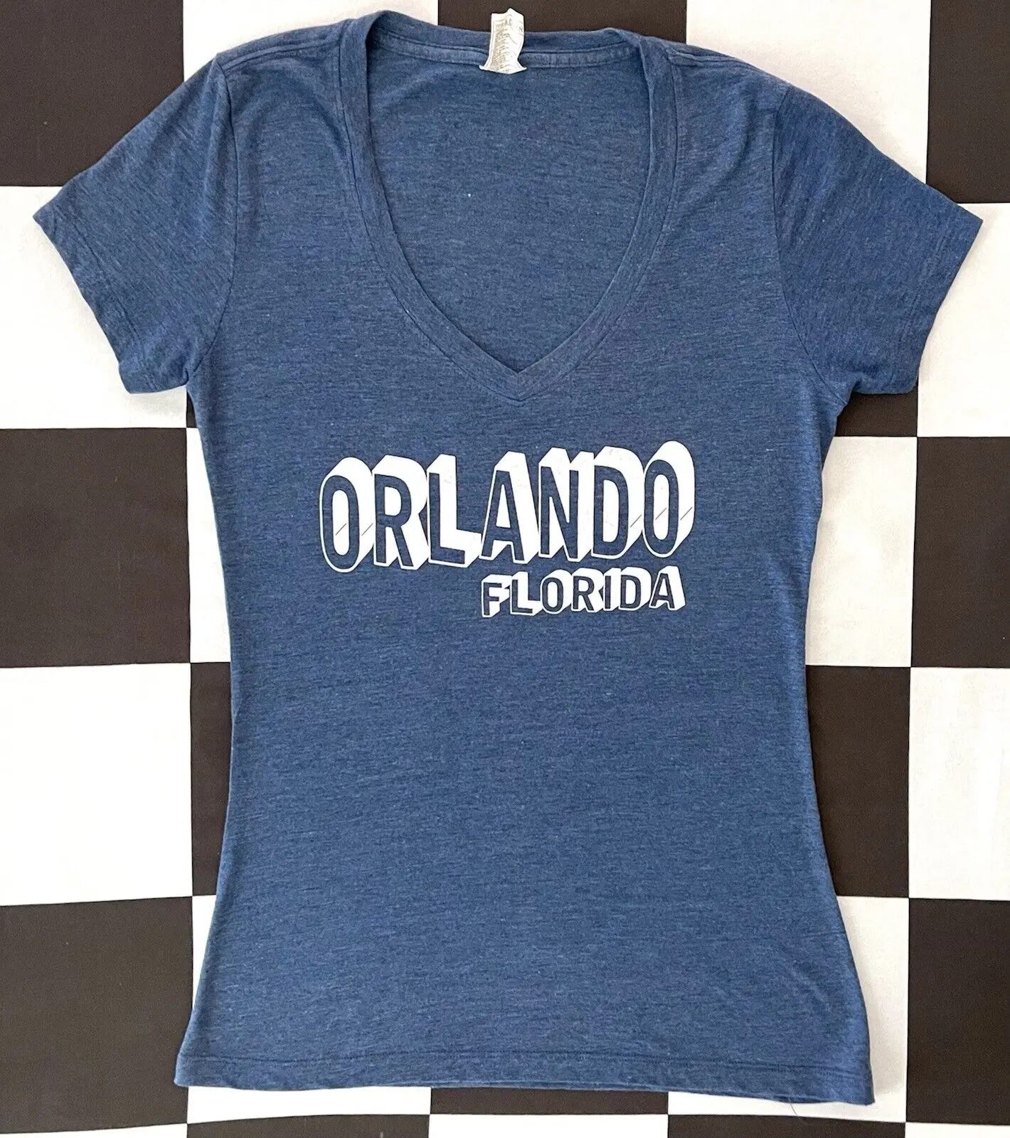 Женская сувенирная облегающая футболка NWOT Orlando Florida цвета хаки (L)