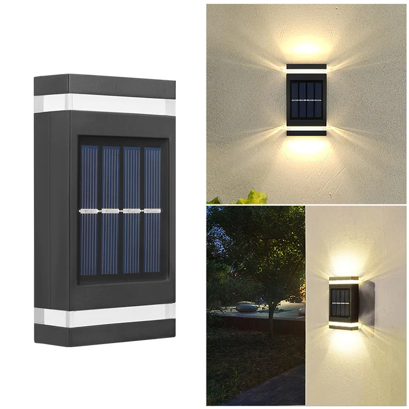 6LED buitenlamp op zonne-energie, waterdichte muurwaslichten, op en neer verlichting, voor terras, tuin, hek, villa buitenkant W