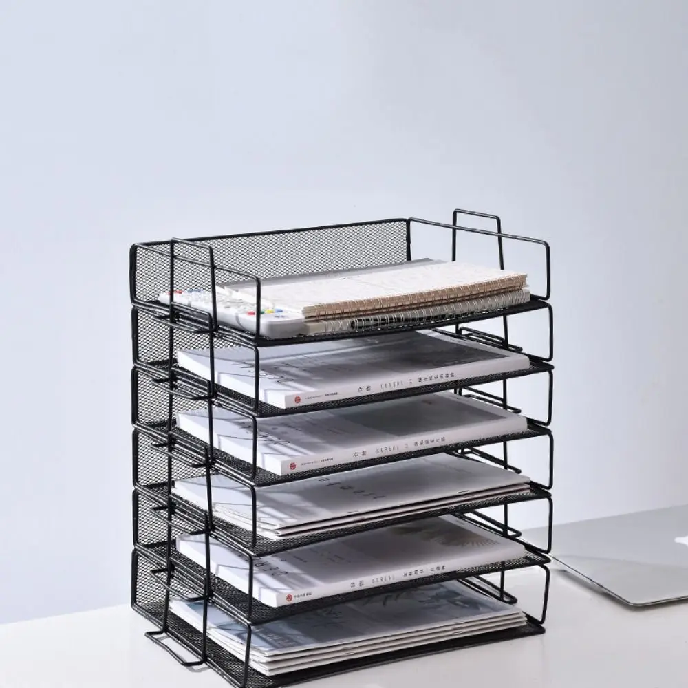 

Single Layer File Storage Rack a4 Space Saving Desktop Document Shelf Stackable Durable Letter Tray Organizer School