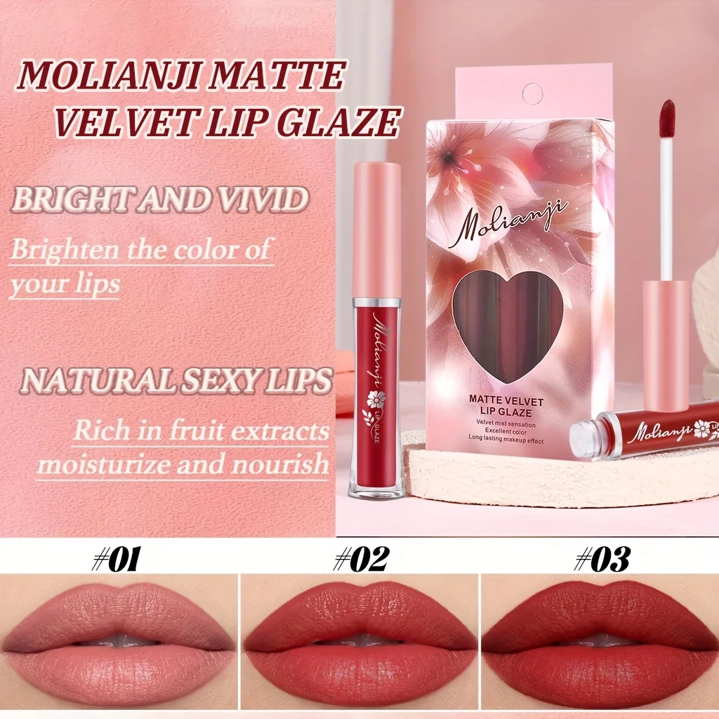 Matte Silky Lip Glaze สดชื่นและไม่เหนียวเหนอะหนะ พัฒนาสีติดทนนาน ถ้วยกันน้ําไม่ติด เหมาะสําหรับทุกสภาพผิว - ของขวัญที่สมบูรณ์แบบ
