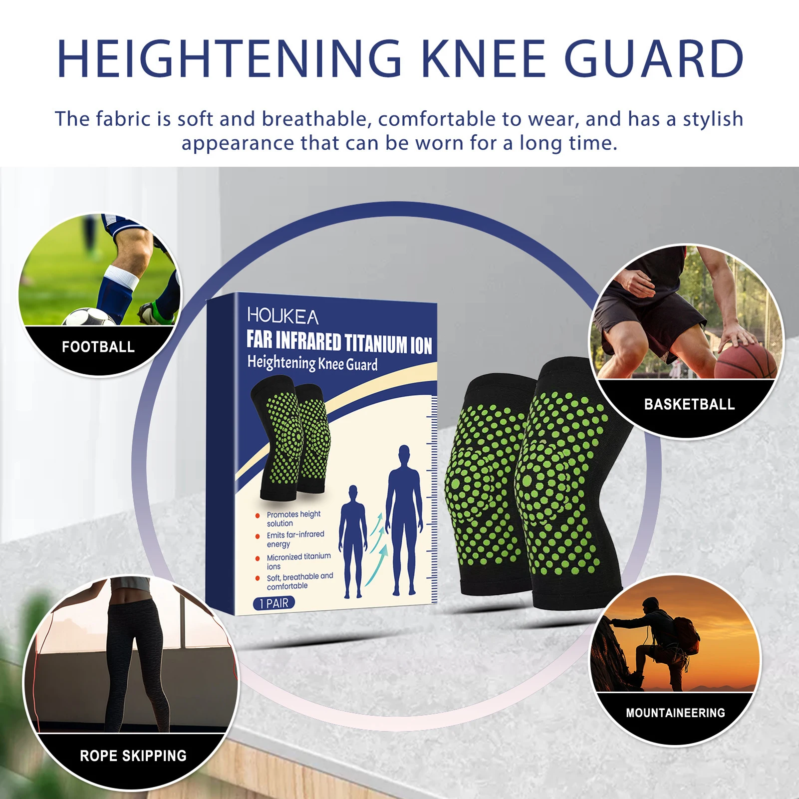 منصات الركبة الشيح تنفس الدافئة للمفاصل الأكمام المضغوط تعزيز الدورة الدموية إبقاء الركبتين الدافئة دعم للرجال والنساء #4