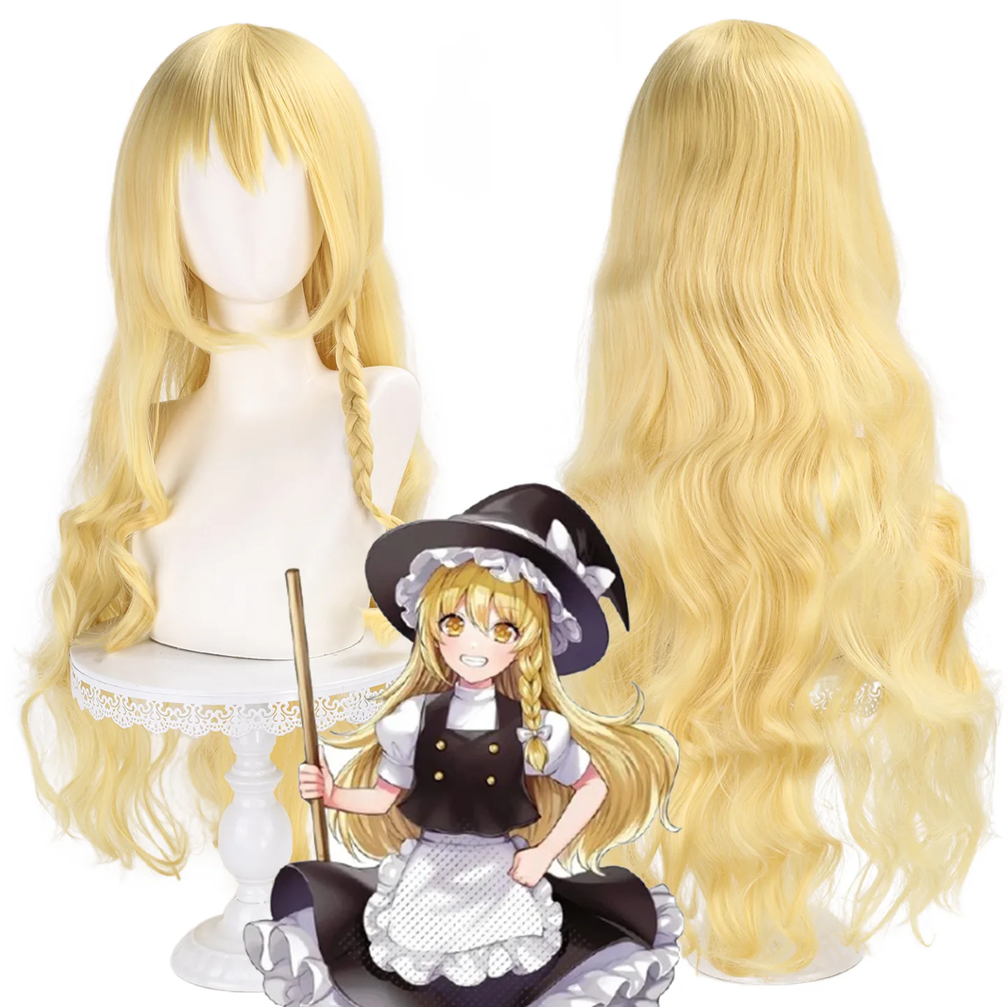 

Длинный вьющийся синтетический парик, вдохновленный Mi-sha, блондинка, карнавальный костюм, термостойкие волосы для аниме-вечеринки, Хэллоуина