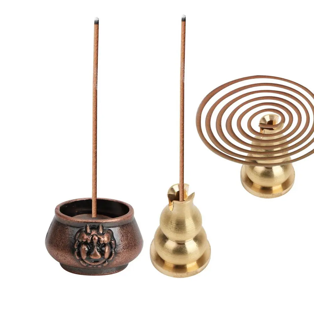 Mini Diverse Pattern Traditional Shapes Home Decor Cafe Ornament Copper Censer Joss-stick inserted Ash Catcher Incense Holder