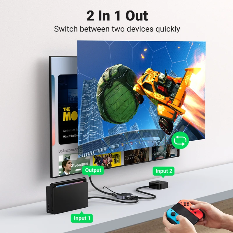 UGREEN 8K Rozdzielacz HDMI 4K 144 Hz 2 wejścia 1 wyjście do telewizora Xiaomi Xbox Series PS5 Kabel HDMI Projektor HDMI 2.1 Przełącznik Przełącznik