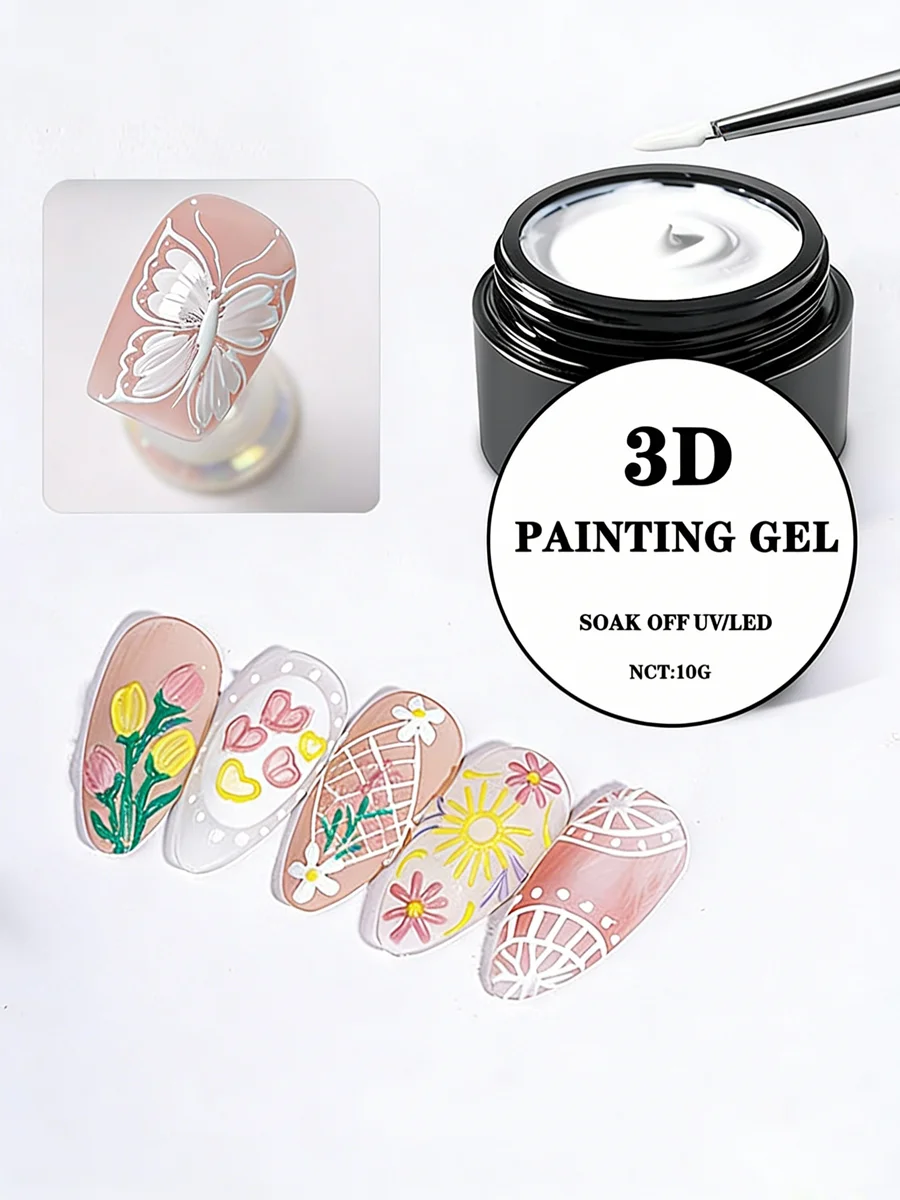

3D Painting Gel - Nail Solid Gel - Soak off Semi-permanent Varnish - Hybrid DIY Drawing Gel - Nail Polish for Manicure