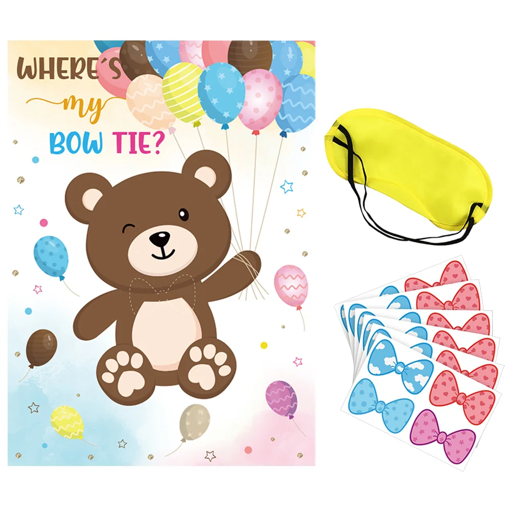 

1Set Baby Gender Reveal Poster Cartoon Bear Patterns Interactive Baby Shower Party Supplies Gender Prediction Game