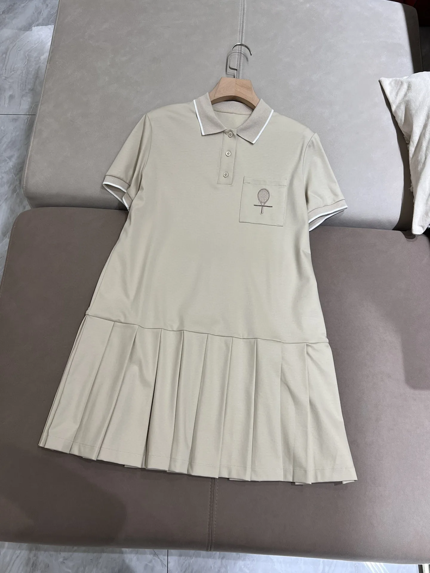 Summer polo collar cotton short sleeved dress