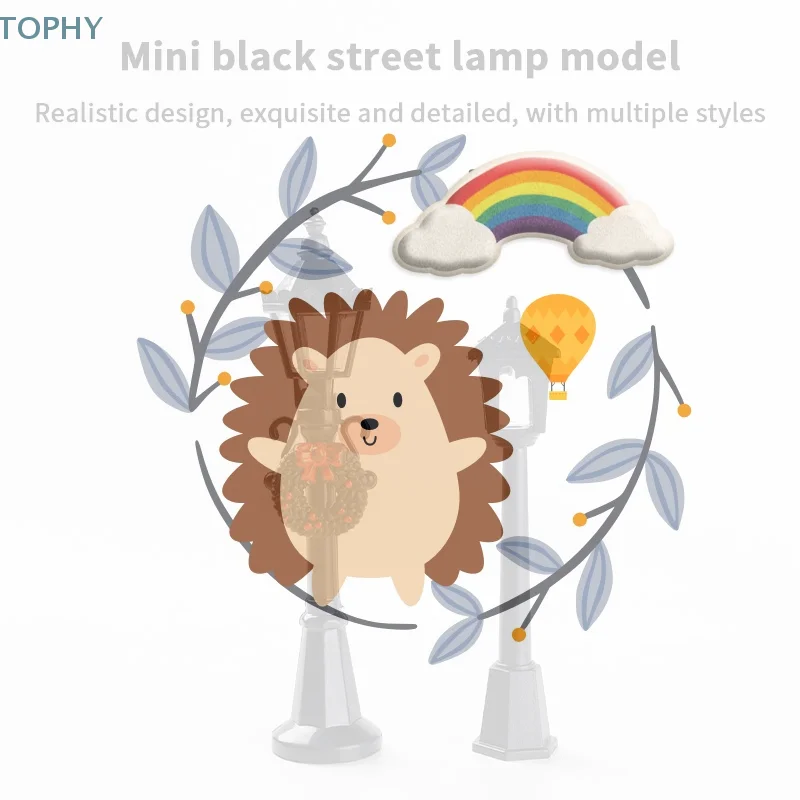 

1/2Pcs Dollhouse Mini Street Light Model Simulation Christmas Wreath Street Lamp Micro Landscape Small Street Lamp Decor Kid Toy