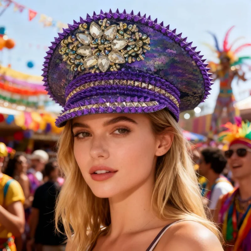 

Капитанская шляпа в стиле стимпанк со стразами для фестиваля Burning Man для женщин, винтажные военные аксессуары и кепка для мужчин