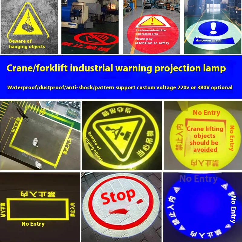 150W Indoor Industrial Projection Light for Outdoor Application Customizable Warning Patterns for Warehouse Factory Workplace