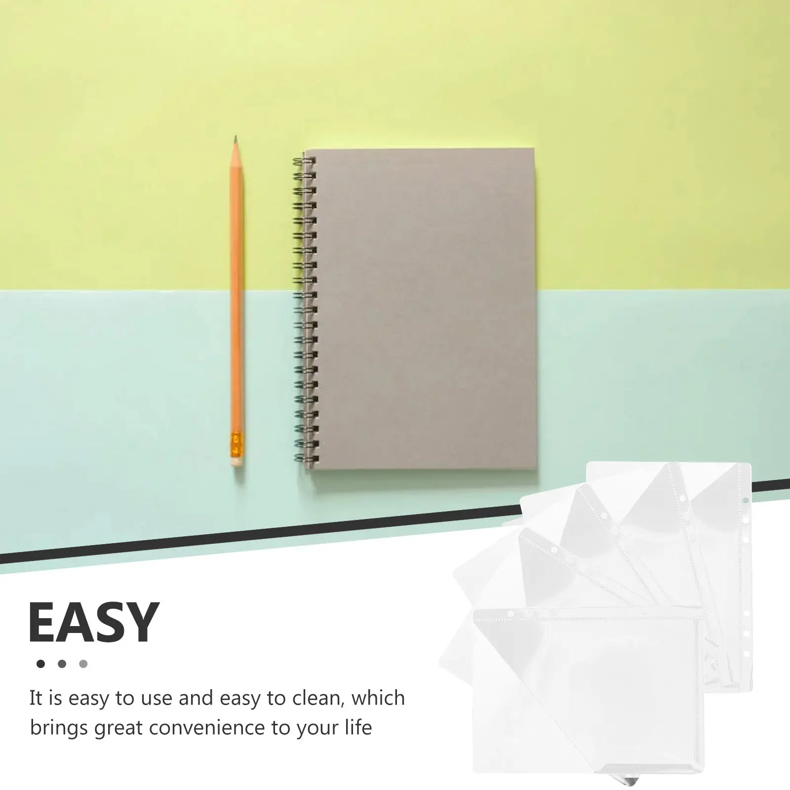 

5pcs Clear Photo Page Protectors For Tickets Journal Student Office Document Storage Wear-Resistant Multifunctional File Pockets