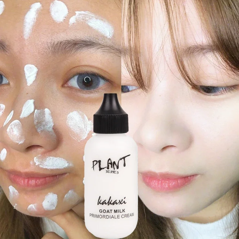 Professional Lazy Face Foundation  Goat Milk Cream Whitening Full Coverage Waterproof Makeup Base Brighten Cover Dark Circles