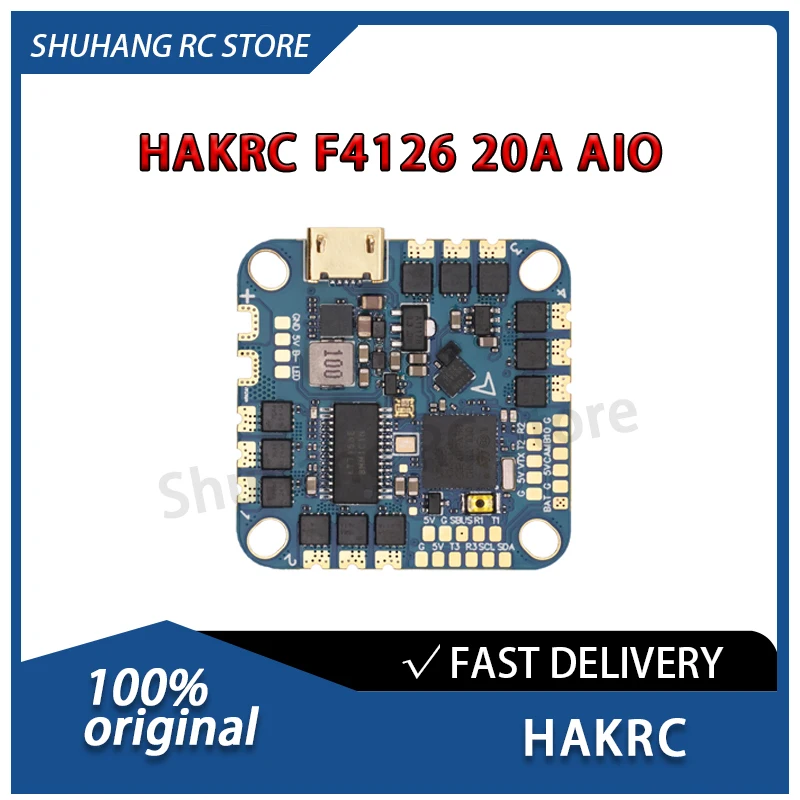 

HAKRC F4126 20A AIO Flight Controller 2S-5S Lipo Built-in Current Sensor Adjustable LED Light for Small FPV Drones DIY RC Model