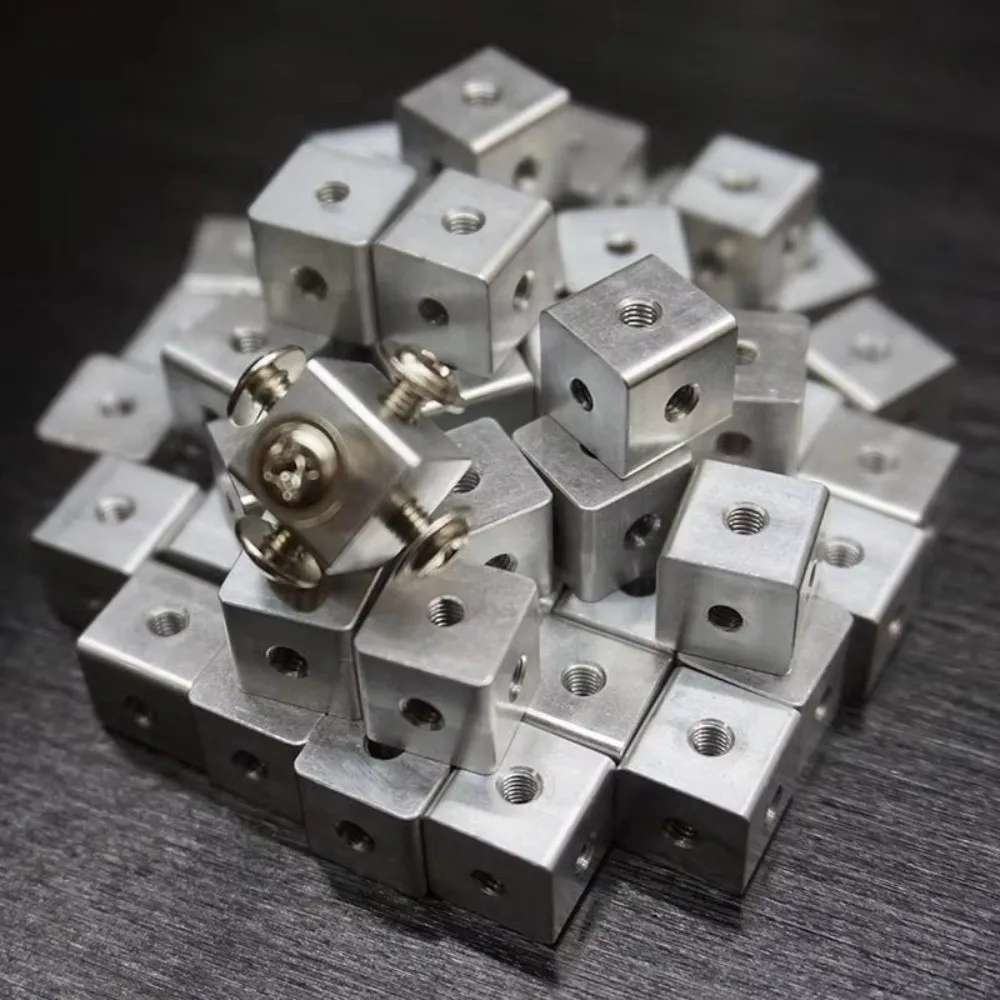 10pcs 10PCS Aluminum Threaded Cube 6 Sides 6-Way Square Connector Block M3 Tapped Threaded Aluminum Cube Block M3 Tapped Block