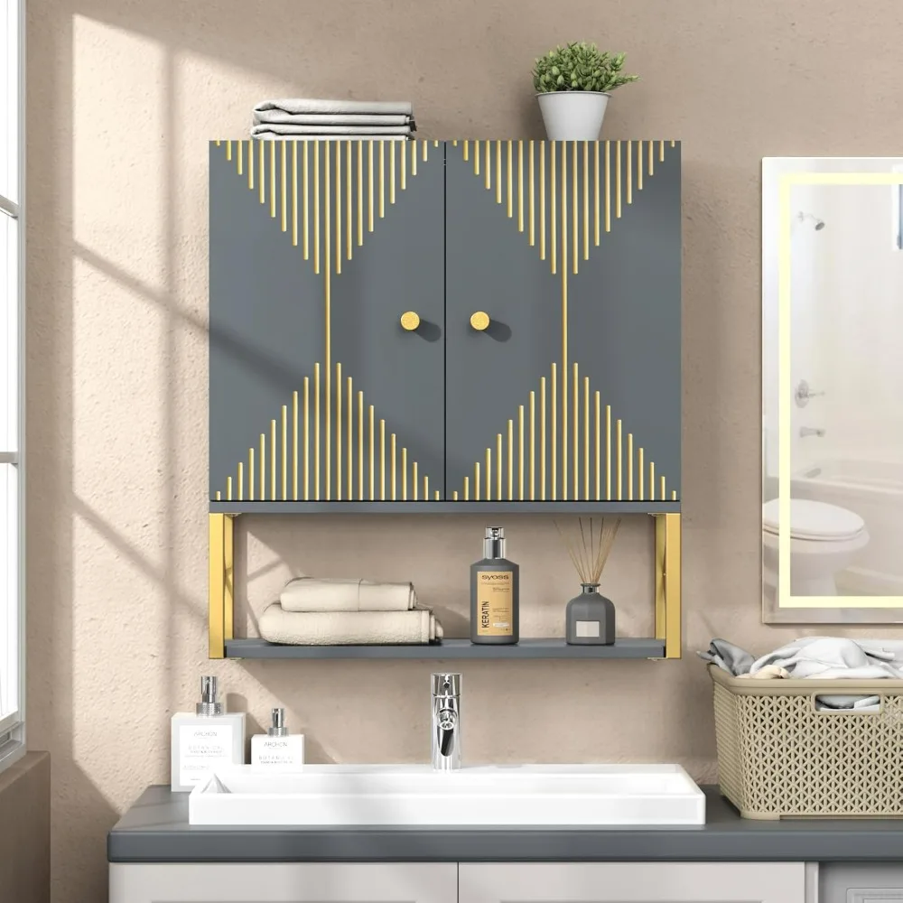 

Bathroom Cabinet Wall Mount , Bathroom Cabinet with Doors and Shelves, Over The Toilet Storage Cabinet for Bathroom Laundry