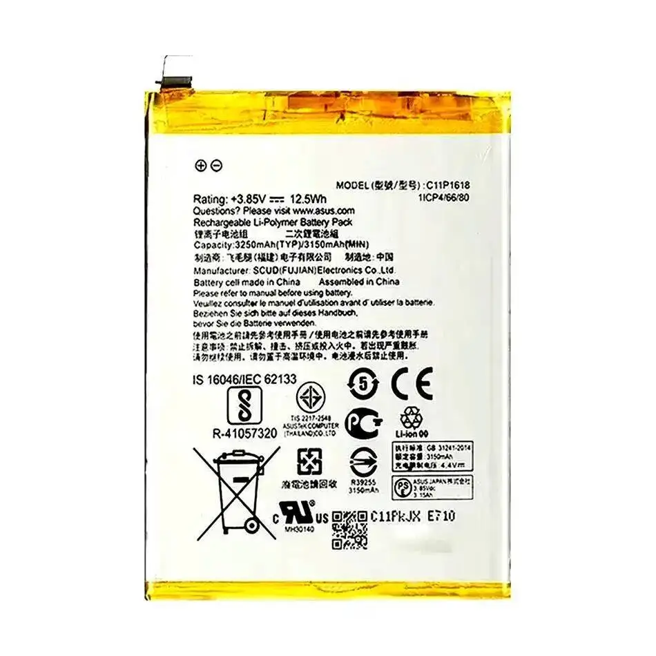 آمن بطارية الهاتف المحمول C11P1618 لهاتف Asus Zenfone 4 Z01KD ZE554KL 3250Mah