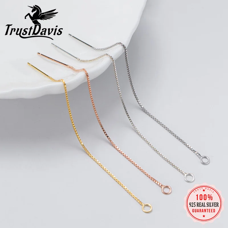 Trustdavis Real 925 Sterling Silver Fashion Box Chain Earrings Line Semi-finished Products Handmade DIY Accessories DZ18