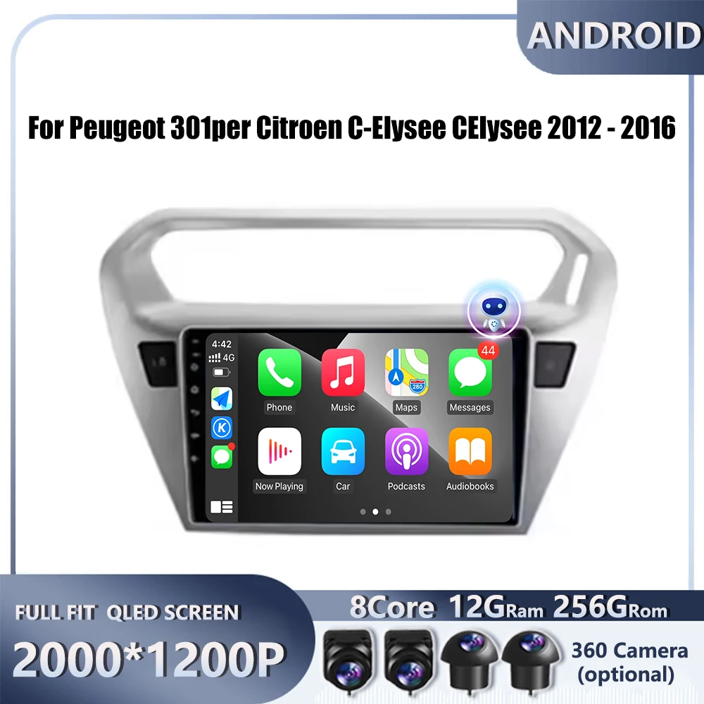 For Peugeot 301per Citroen C-Elysee CElysee 2012 - 2016 Car Android arplay Auto Radio Navigation GPS Multimedia Video 4G AMI