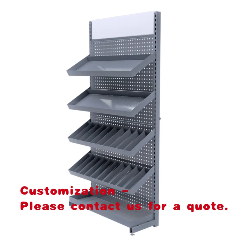 

custom.Supermarket Retail Metal Pegboard Organizer Display Rack Stand with Removable Storage Shelves