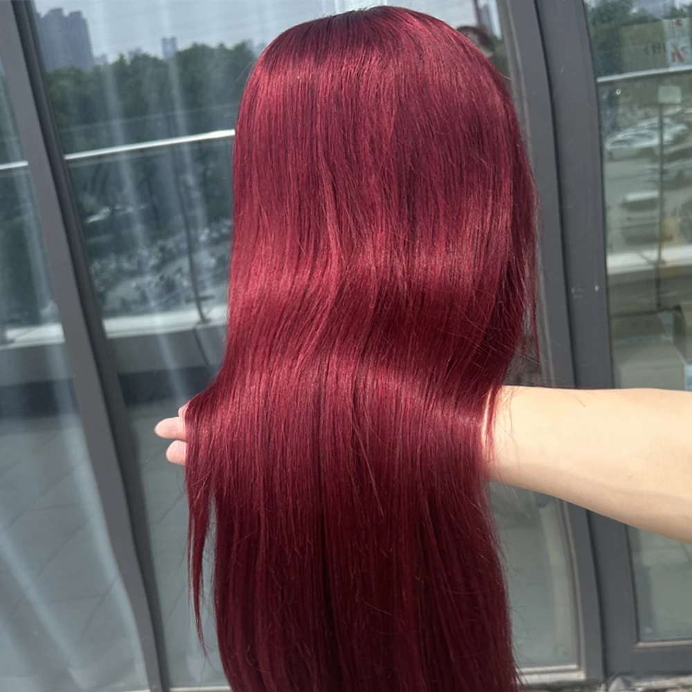 

99J Burgundy Straight Wigs Human Hair 13x4 HD Lace Frontal Wigs Red Colored Lace Front Human Hair Wigs For Women