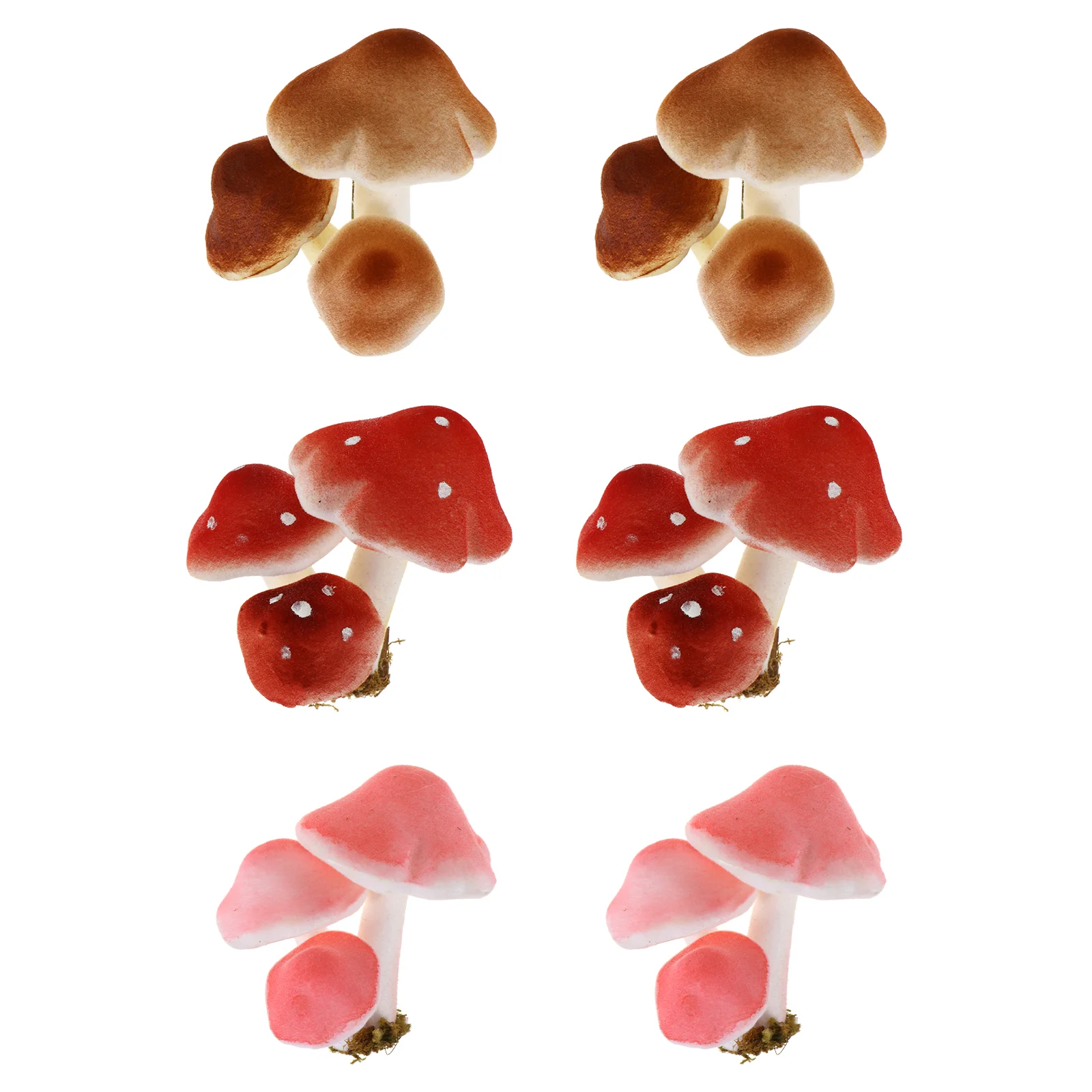 6 Pcs Simulated Mushroom Desktop Ornament Flower Pots Toy Mini Froth Adornment Foam Micro Landscape Craft Plants