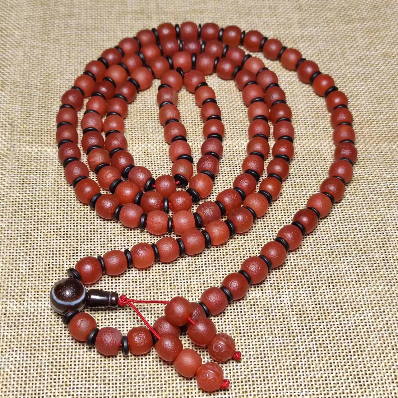 

High quality 108pcs/string Old Red Agate 10mm*8mm Natural Stone Tibetan Dzi Beads for Bracelets High Quality