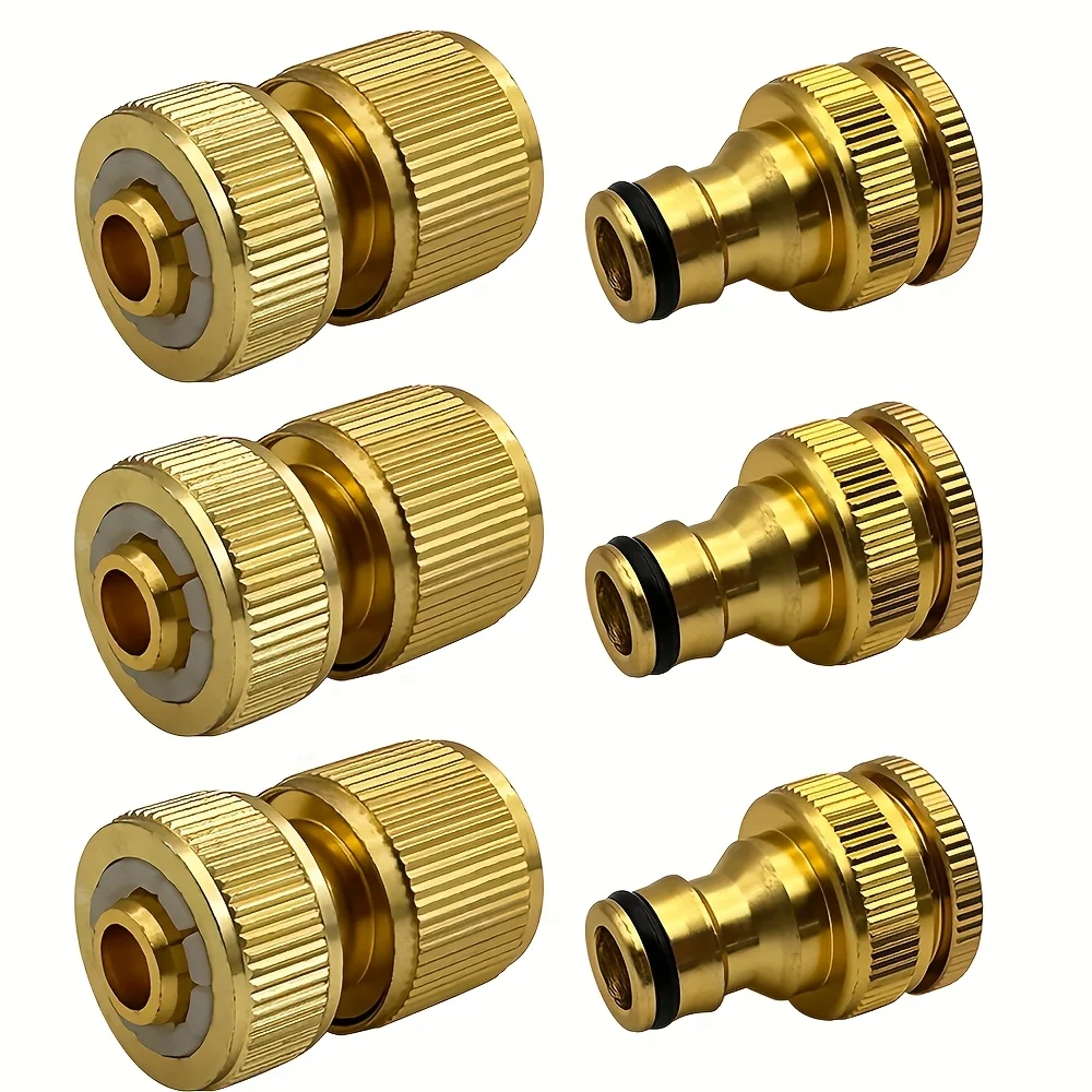 2/4/6pcs EU Standard Aluminum Hose Connector Set - 1/2'' & 3/4'' Tap Fitting + 1/2''(13-16mm) Quick Connect for Garden Pipes