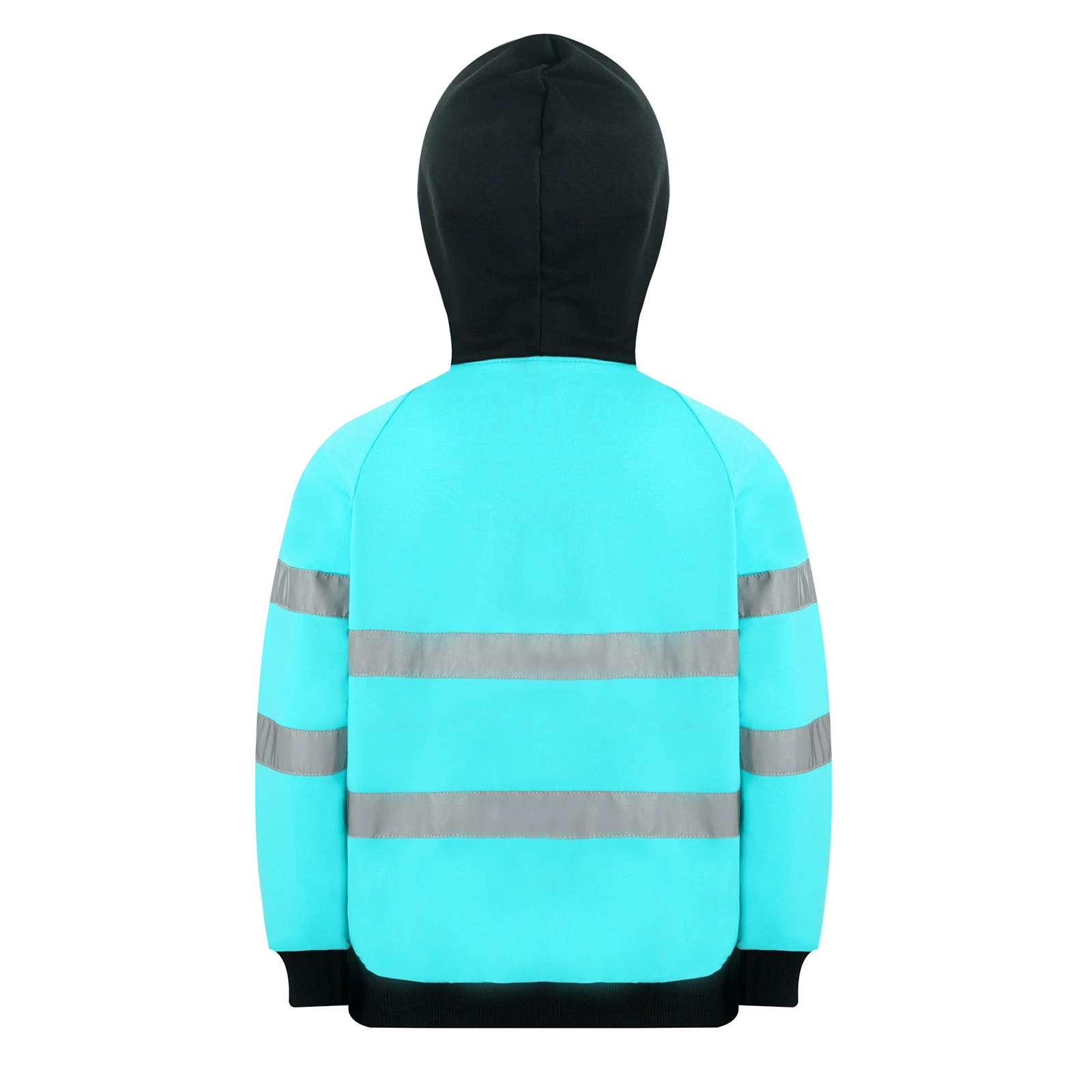 High Visibility Safety Sweatshirt for Kids Boys Girls Reflective Zippered Hooded Sweatshirt Hi-Vis Safety Hoodie Jacket Coat