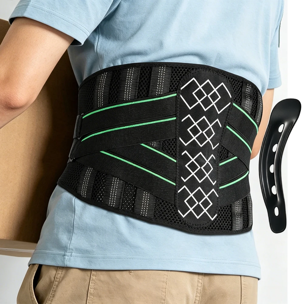 

Adjustable Lumbar Support Belt, 9 Stays Breathable Back Brace for Men Women Lower Back Posture Corrector Sports & Daily Use
