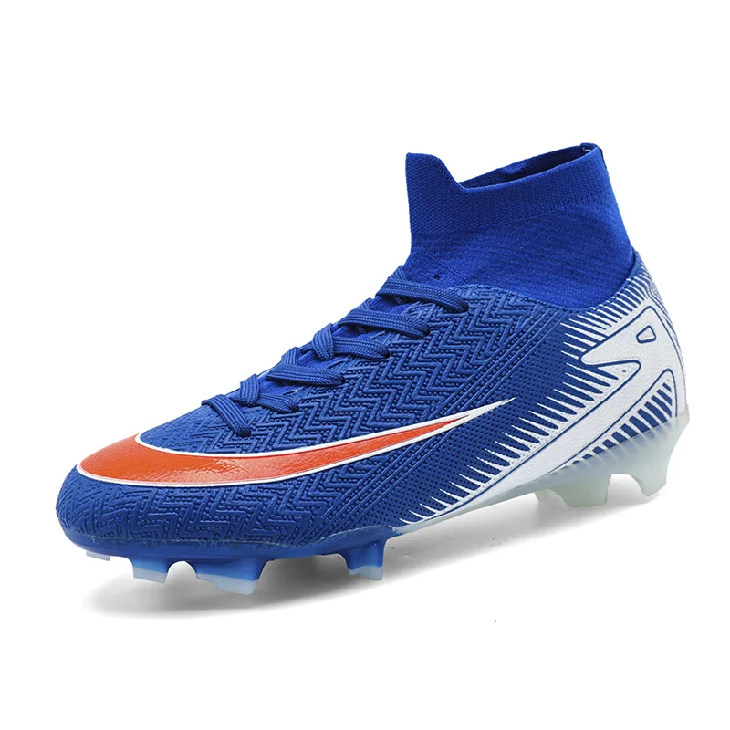 

Original FG/TF Football Boots Men Outdoor High Top Lightweight Men's Soccer Shoes Fashion Blue Non-slip Futsal Sneakers For Men