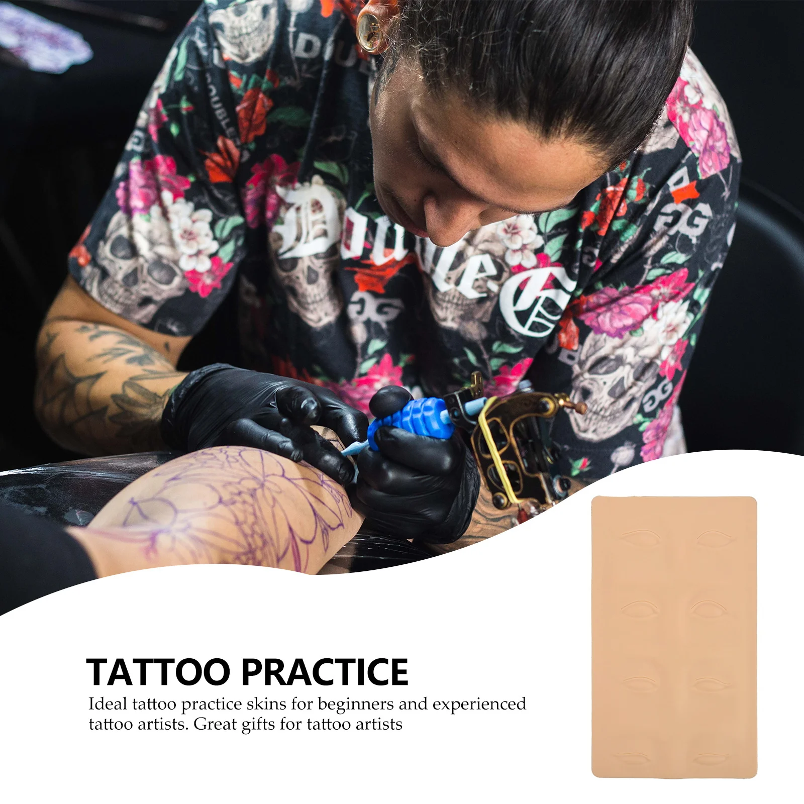 3 fogli per allenamento con texture realistica in silicone per pratica di microblading della linea degli occhi per artisti principianti