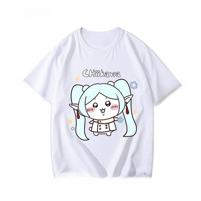 Chiikawa Tee Unisex Cartoon Print Short Sleeve Japanese Kawaii Anime Fan Gift Daily Streetwear Tops For Men Women