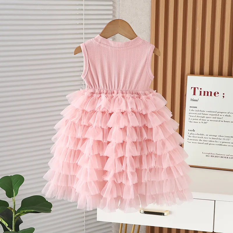 Robe de princesse à la mode pour filles, jupe de gâteau moelleux, performance de fête pour enfants, été, nouveau, 2025, 2 à 10 ans