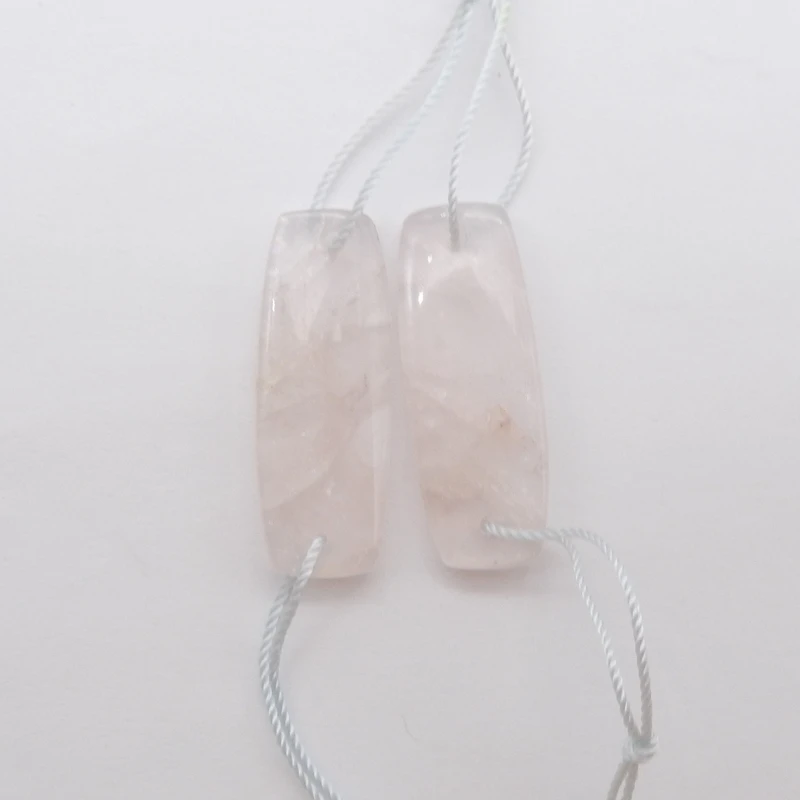 

Natural Gemstone Rose Quartz Rectangle Double Holes Earring Beads 31x11x4mm 6g Fashion Jewelry Stylish Bead Earrings for Women