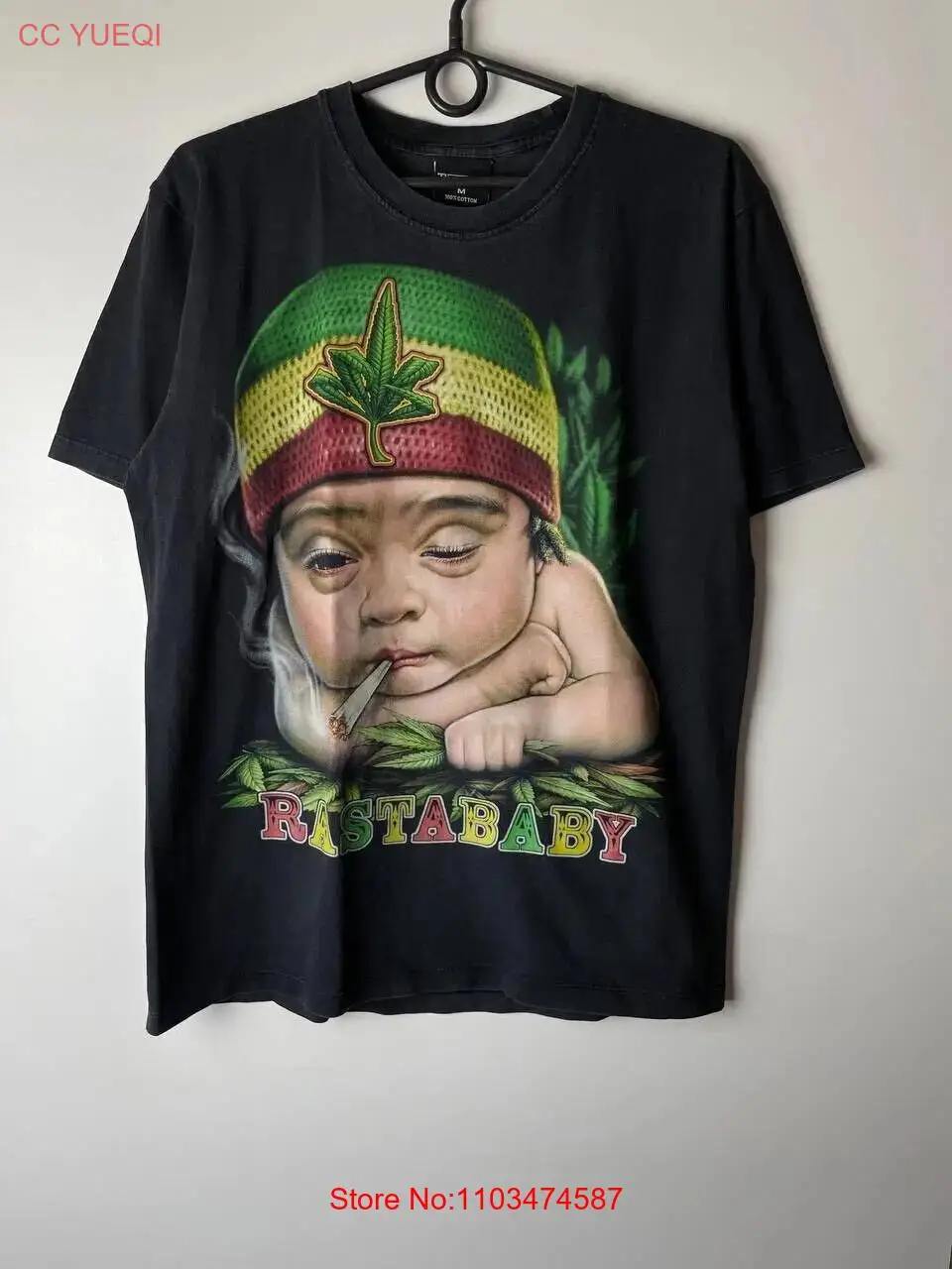 Винтажные футболки Rasta Baby Bob Marley Crazy, размер M, с длинными или короткими рукавами